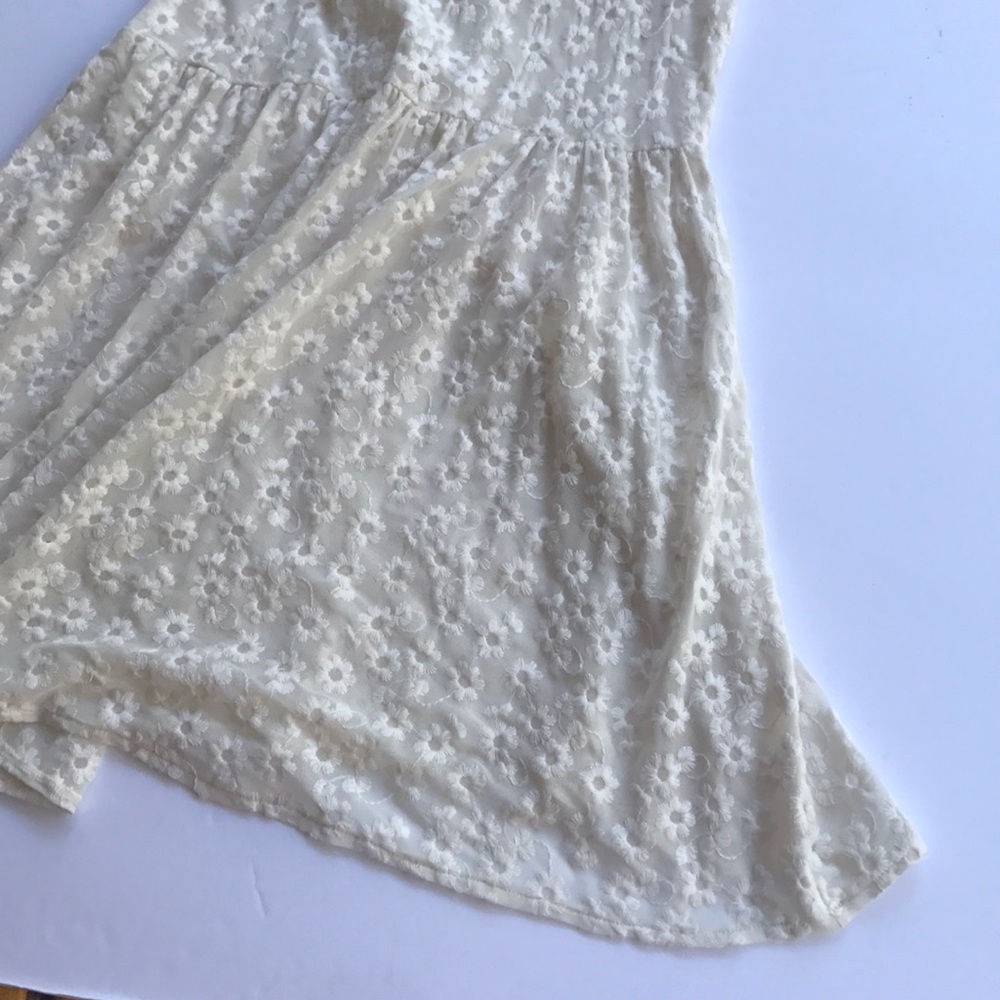 FP Sweet Daisy Collared Dress Free People Sheer Lace Sundress White Mini Small - Picture 8 of 14